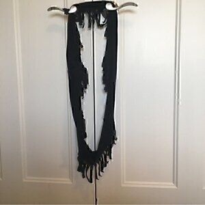 Girls size 10 Justice black fringe wrap around infinity scarf